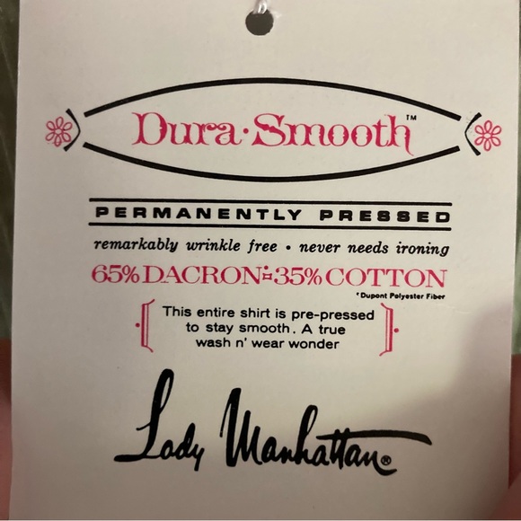 Vintage 60’s NWT Lady Manhattan Pintuck Pleat Front Button Up Shirt Sage M-L - Picture 6 of 8